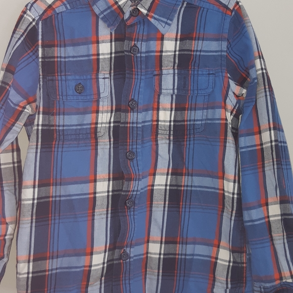 Place Boy Button Down Shirt  plaid orange bleu  si - Picture 3 of 6